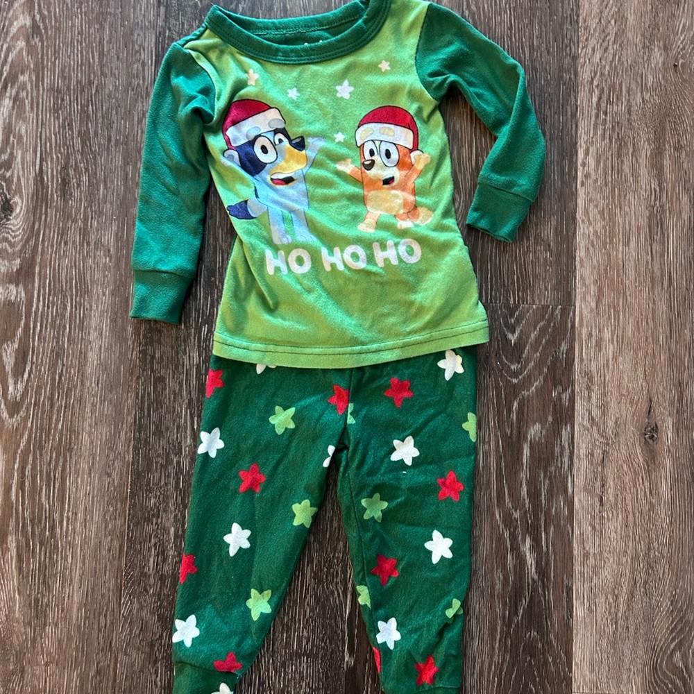 Bluey Festive Green Kids Pajama Set